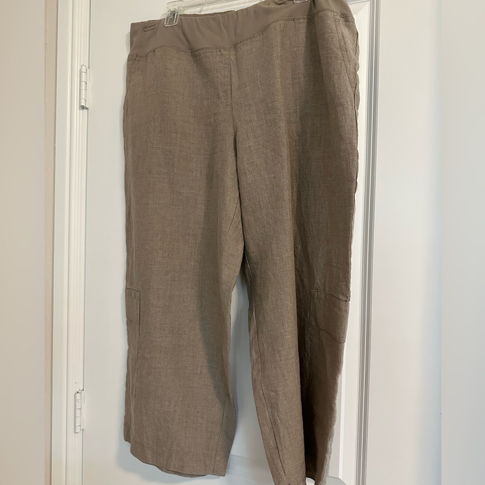 Eileen Fisher organic linen brown cargo pants